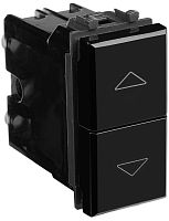 Выключатель жалюзи без фиксации модульный DKC Avanti 2-кл. 1 мод. черный квадрат картинка